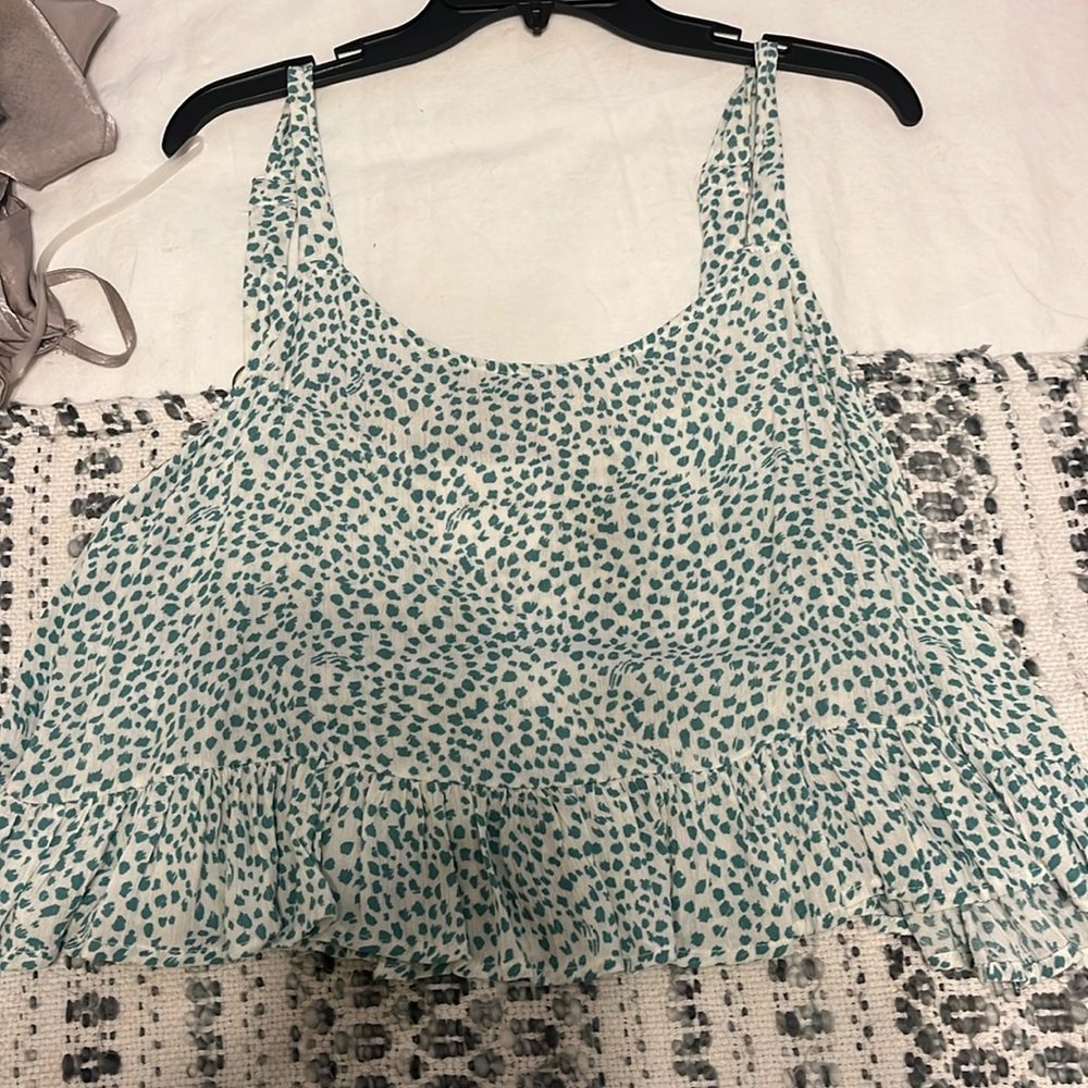 Green and white dotted top